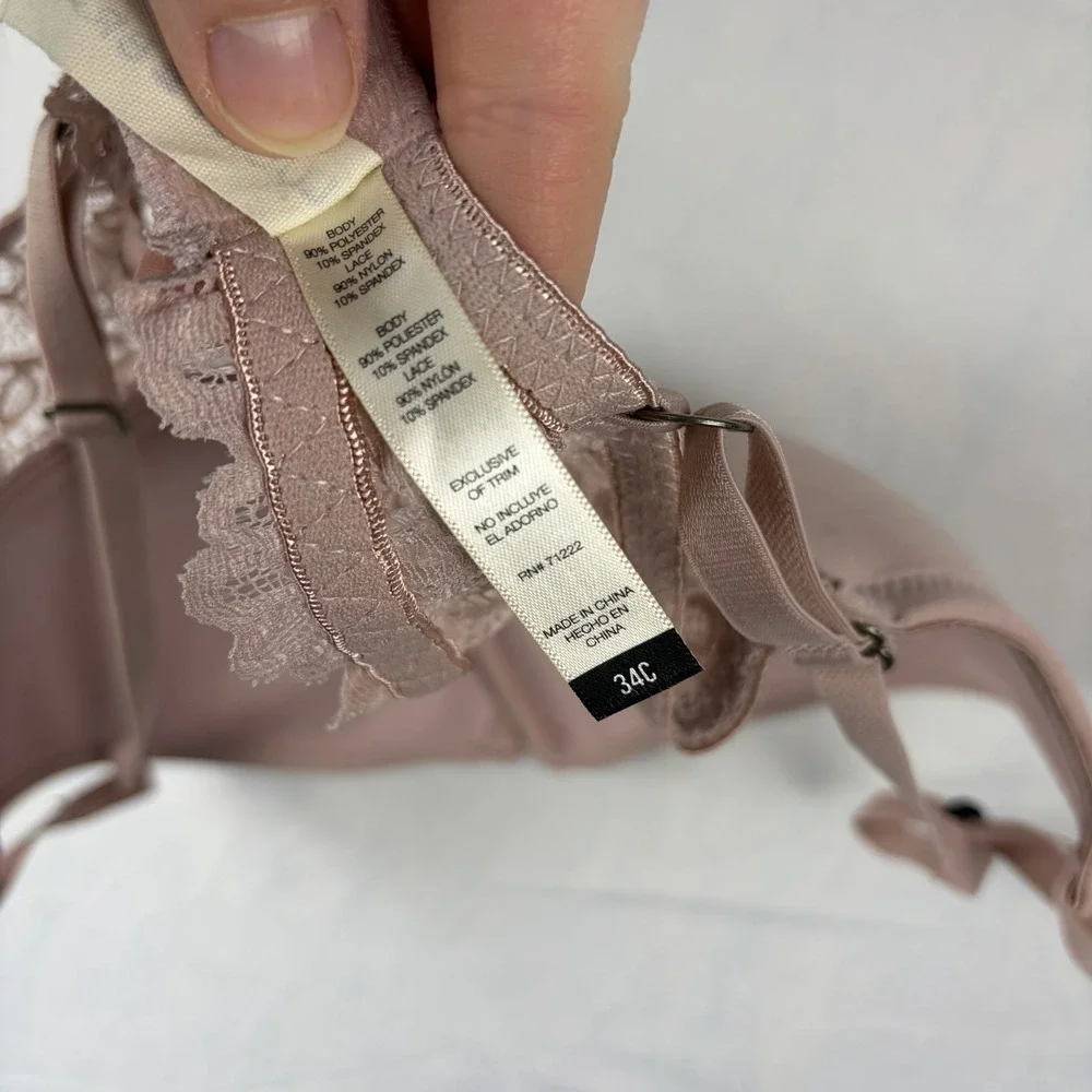 Lucky Brand Women's Lace Bra Muted Nude Pink Size 34C NWOT‎